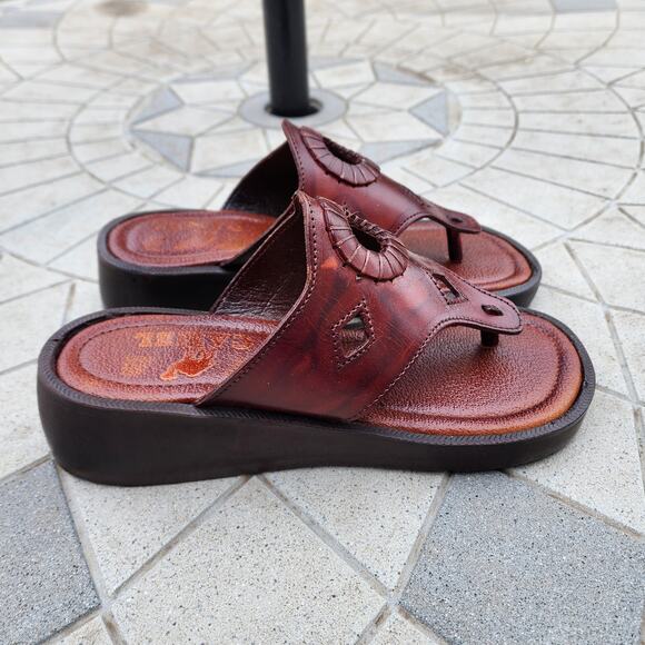 Cleopatra Leather Thong Platform Ancient Egyptian Sandals 6.5 - Picture 2 of 9